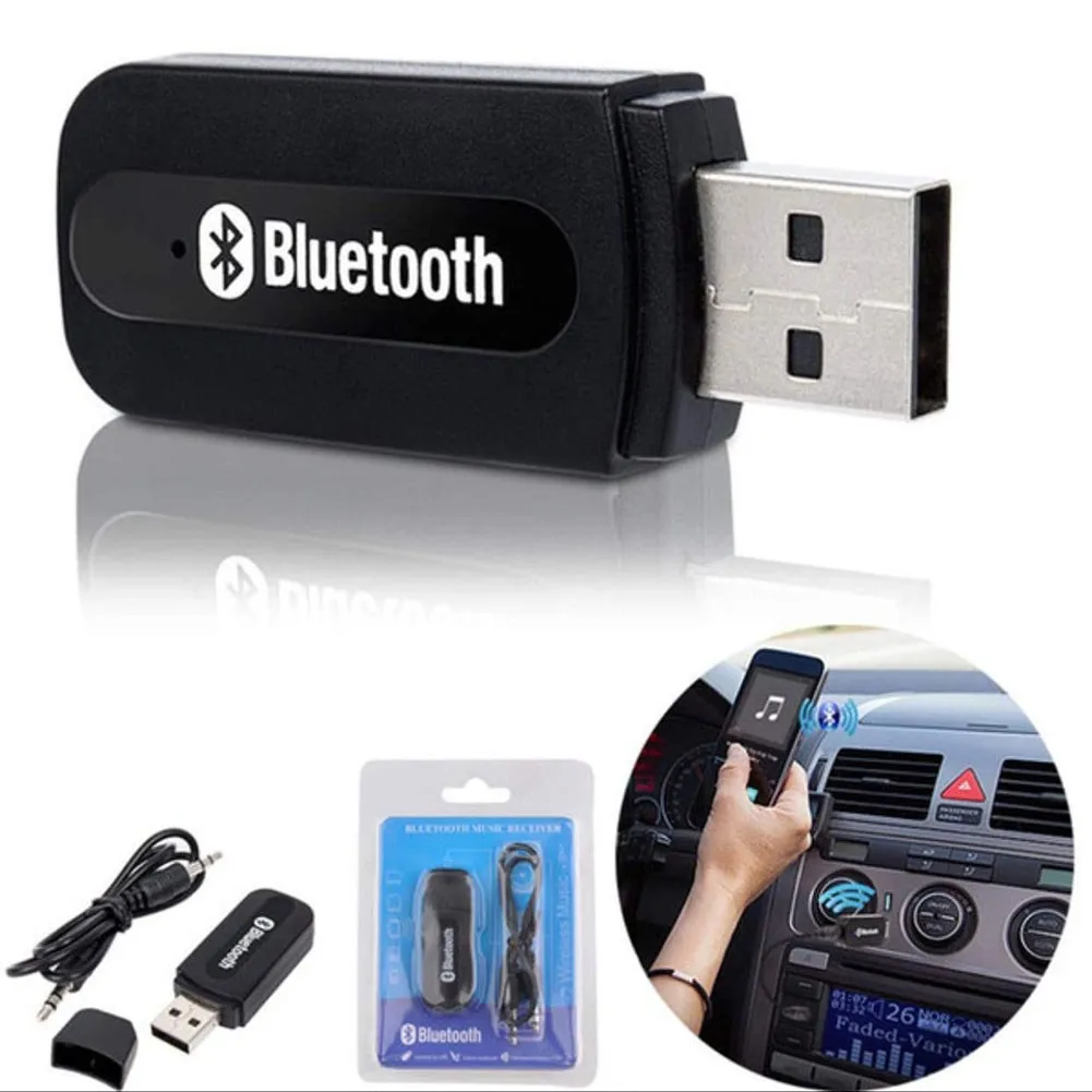 

1pcs 6.7X2X2cm Car Bluetooth Audio Music Receiver 3.5mm AUX To USB Port With Audio Cable Plastic Auto Electronics Accessories