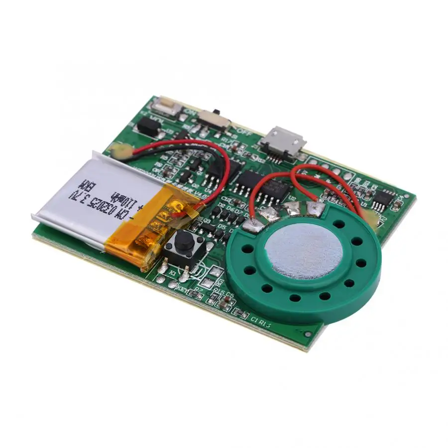 USB Music Sound Voice Recording Module Chip 1W with Rechargeable Lithium Battery for Greeting Card DIY | Электроника
