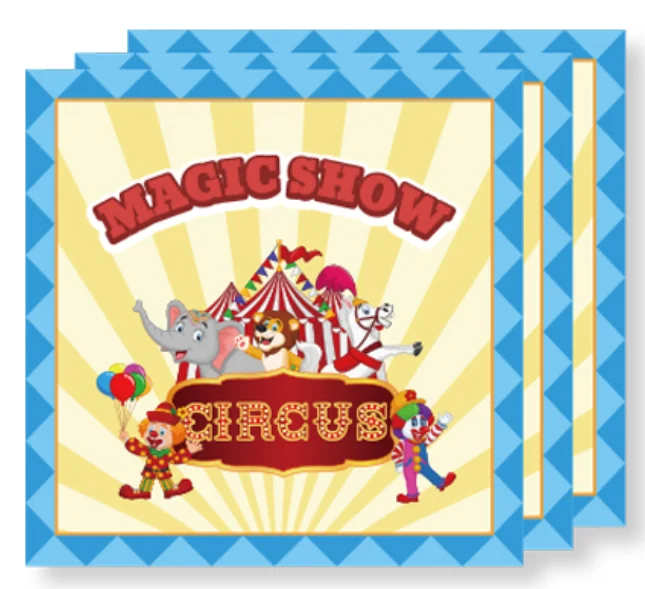 

20pcs Carnival Circus Party Decorations Sets Cartoon Animals Disposable Tableware Sets Napkins for Kids Birthday Party Favors