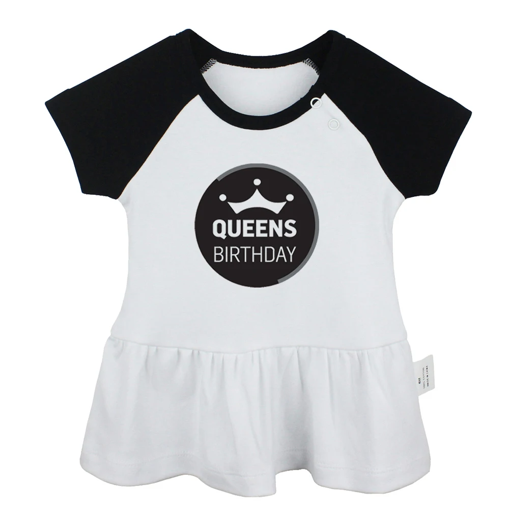 

Queen's Birthday Underworld Battle Who's The King Design Newborn Baby Girls Dresses Toddler Infant Cotton Clothes