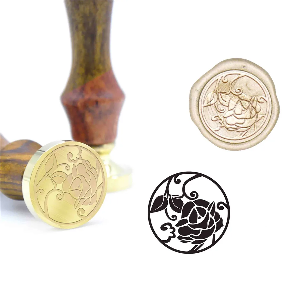 Японский стиль цветы воск печать штамп Свадебный комплект приглашение B72 на