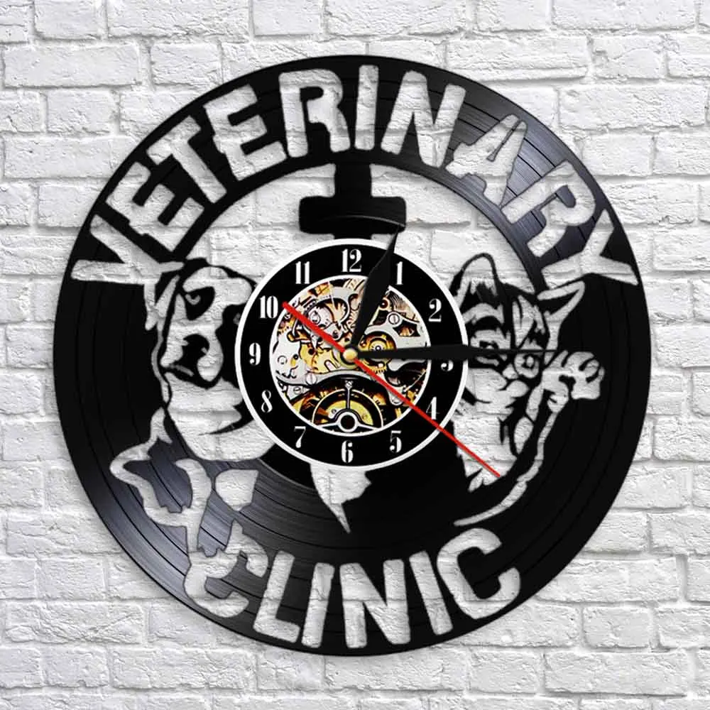 Настенные часы с виниловой пластиной для ухода за животными в ветеринарной