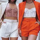 Костюм женский офисный из двух предметов, Кардиган с длинным рукавом и шорты