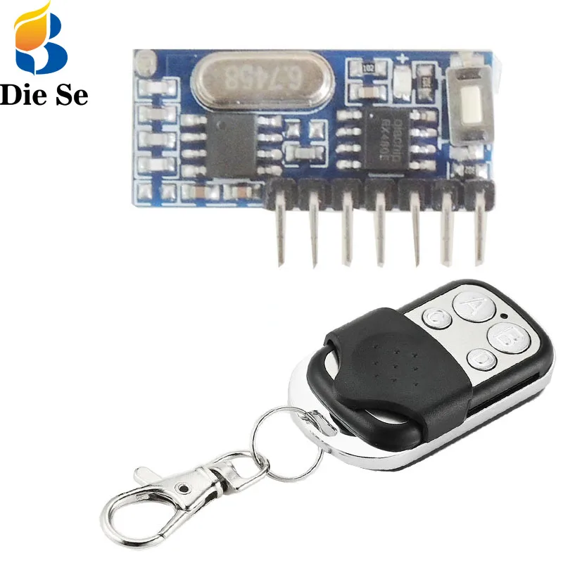 433Mhz RF Universal Remote Control Mini Relay Receiver Decoding Module and 4 button Transmitter Wireless 4CH Output Control