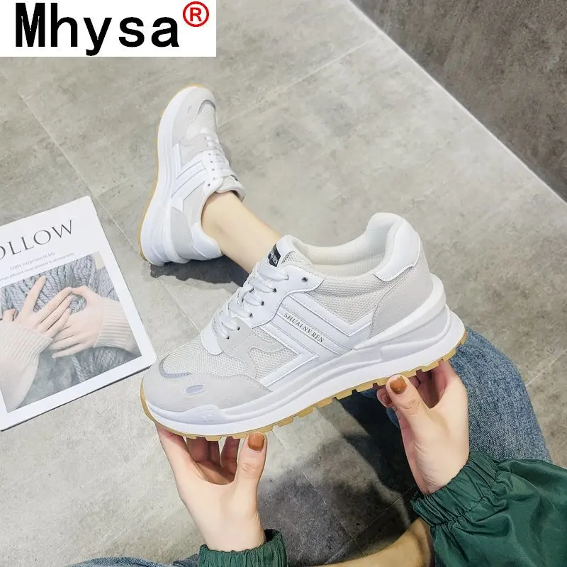 

2021 New Spring Women's Sneakers Breathable Lace-up Platform Shoes Casual Women's Shoes Comfortable Vulcanized Shoes Women