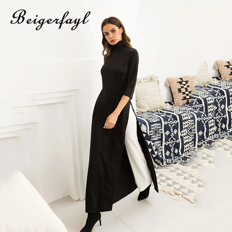 Beigerfayl 2019 модное осеннее вязаное эластичное платье для женщин Vestido однотонные