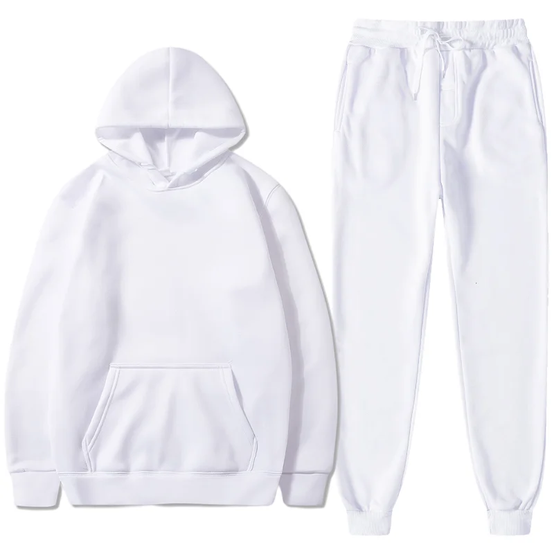

New men and women casual suit sportswear suit solid color pullover + trouser suit autumn and winter fashion sportswear suit