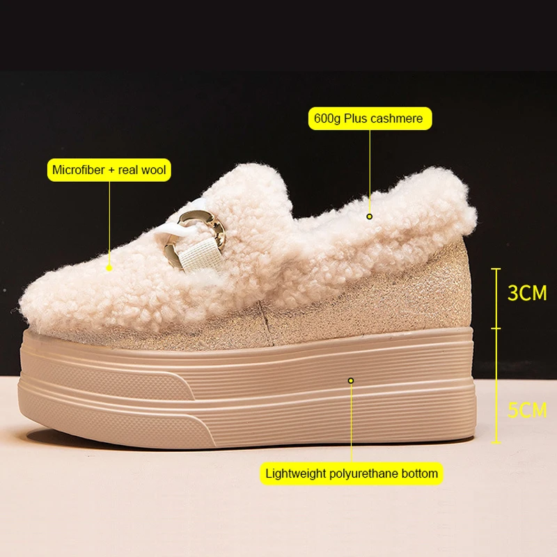 

Women's Shoes Winter Women Boots Warm Fur Plush Lady Casual Shoes Fashion Wool Sneakers Thick Bottom Platform Snow Boots