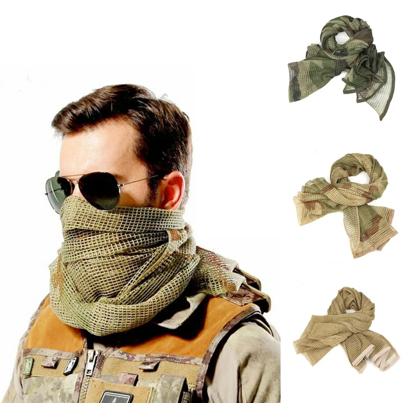 

Men's Military Scarves Arab Tactical Desert Shawl Breathable Shawls Net Cloth Scarf US Army Soldiers CS Combat Camouflage Scarve