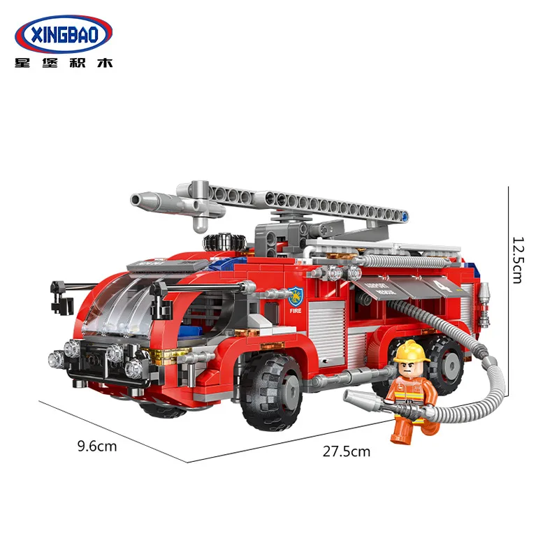 

XINGBAO 03028 City Series The Airport Fire Truck Set Building Blocks Bricks Kids Toys Compatible Birthday Gifts