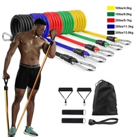 11 piecesset crossfit latex resistance band training exercise tube yoga rope pull elastic rubber expander fitnes equipment belt