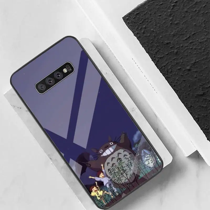 

Cute Totoro Spirited Away Anime Back Cover For Samsung Cases S20 Plus S10 NOTE 8 9 10 10PRO Tempered Glass Soft Silicone Edge