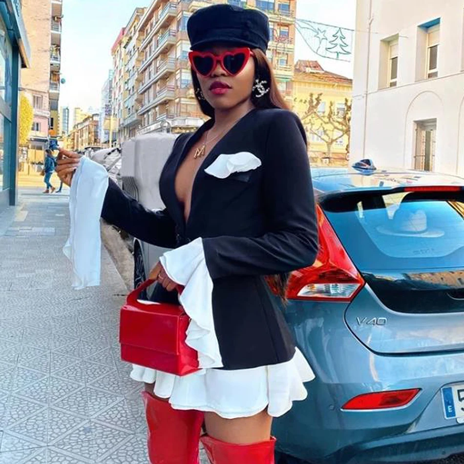 2020 New Fashion Elegant Women'S Set Long Sleeve Coat&amp Mini Skirt 2 Two-Piece Female Celebrity Evening Party | Женская одежда