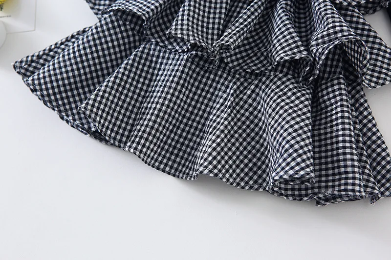 Baby Autumn New Arrivals Girl Dress Splicing Plaid Tutu Child Black Long Sleeve Princess Cotton Cute Sweet Dresses | Детская одежда и