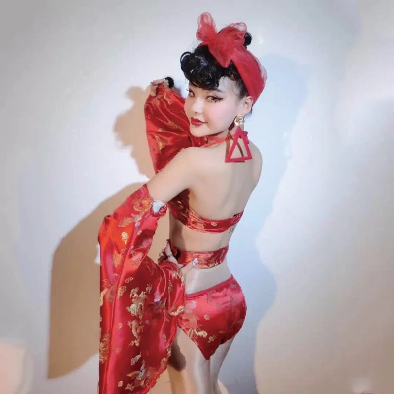 Chinese Style Bikini GOGO Dance Costume Women Party Cotume Sexy Beautiful Stage Dress Performance Clothes VDB2001 | Тематическая