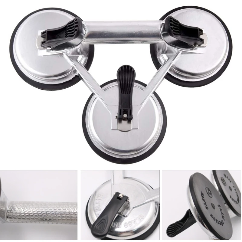 

Heavy Duty Triple Locking Suction Cup Pad, Aluminum 3 Plates Hand Vacuum Lifter