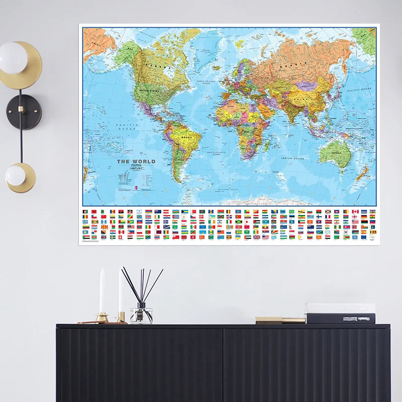 

World Map Realist Living Room Canvas Decorative Painting Poster Picture Album Photo Home Decor Wall Art Decoration Accessories