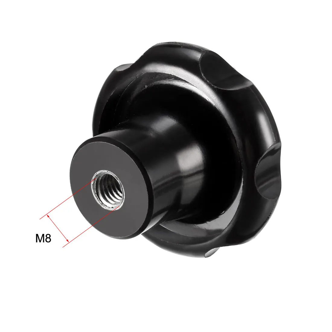 

uxcell Round Knob Grip Handle M8 Diameter Metal Insert Female Thread Black