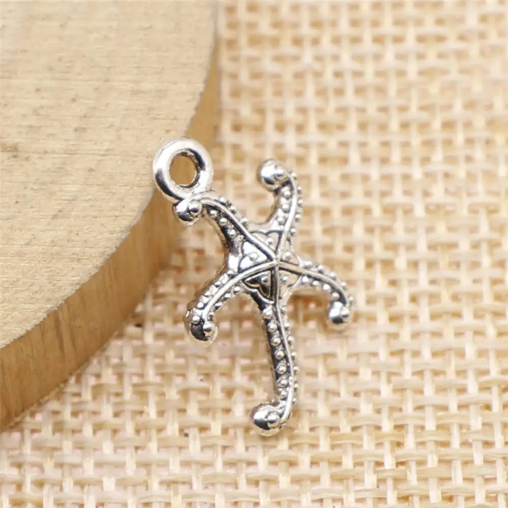 

Earring Charms For Jewelry Making 40pcs Starfish Charms 12x19mm Antique Silver Plated