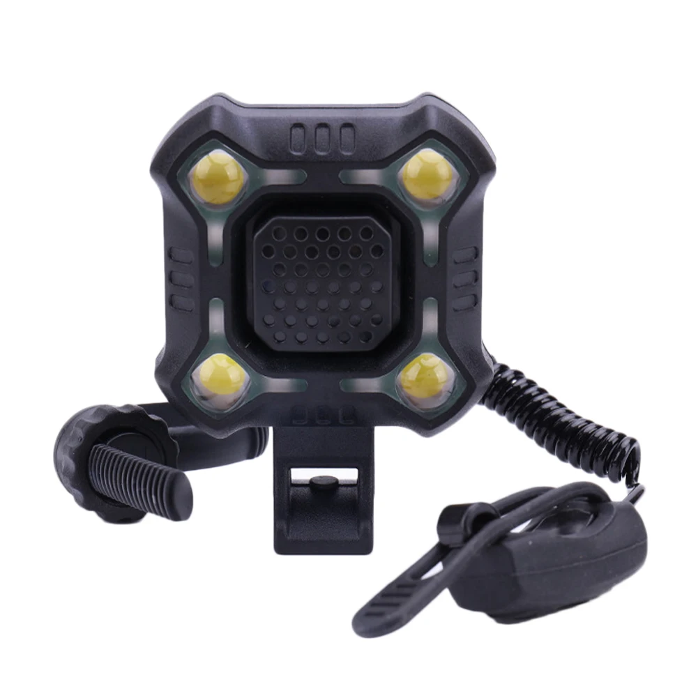 

140dB Bike Bell with 4 Lamp Cycling Light Rechargeable Headlight Electric Horn IPX6 Waterproof Bell Bike Accessory Practical
