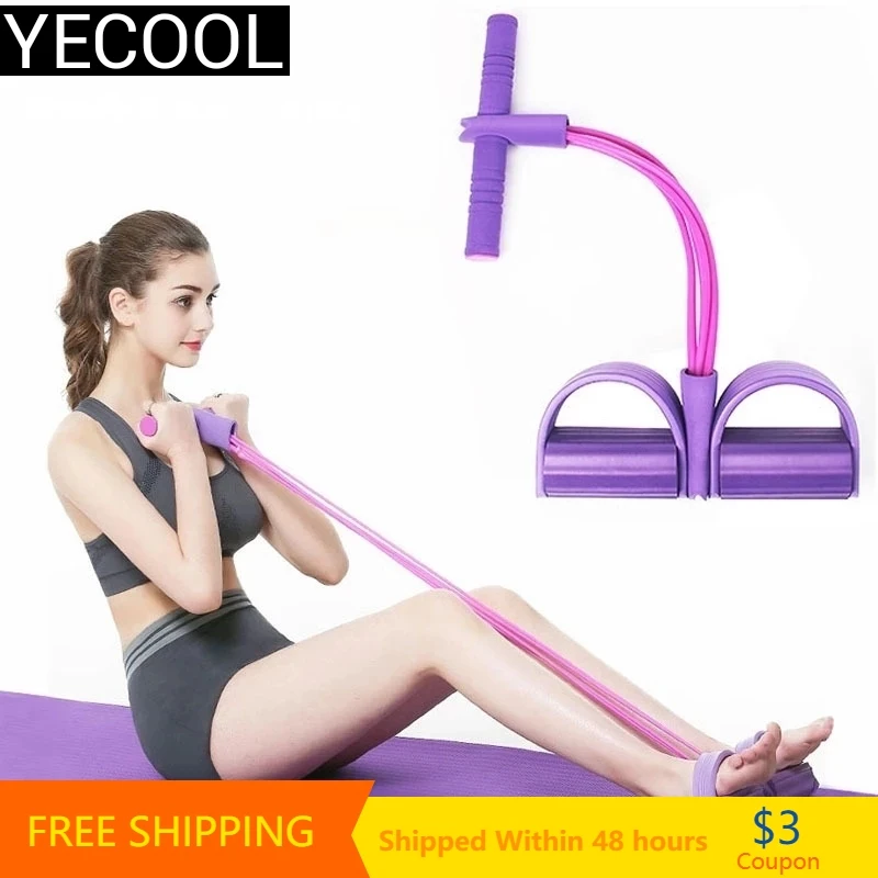 

Exercise Home Gym Fitness Elastic Band For Exercise Training Fitness 4 Tube Resistance Bands Pedal Puller Training Equipment