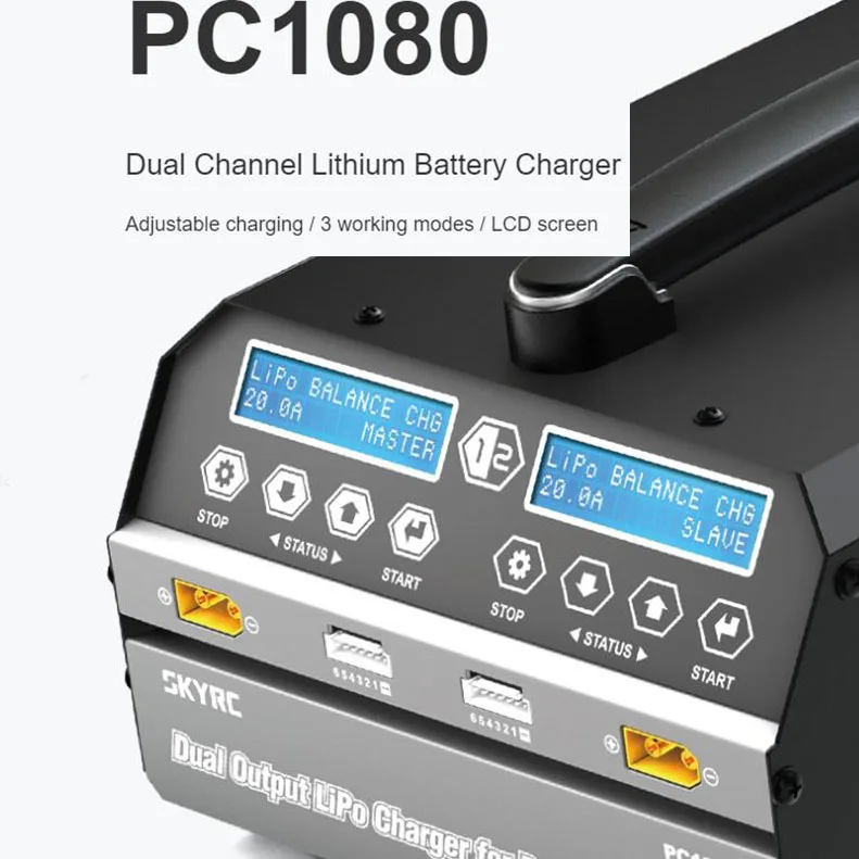 Двухканальное зарядное устройство SKYRC PC1080 1080 Вт 20 А для литиевых аккумуляторов
