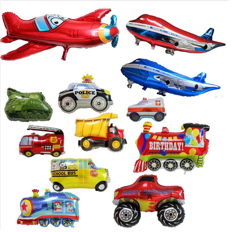 Мультфильм автомобиль Пожарная машина Танк самолет фольги шар Мальчик День