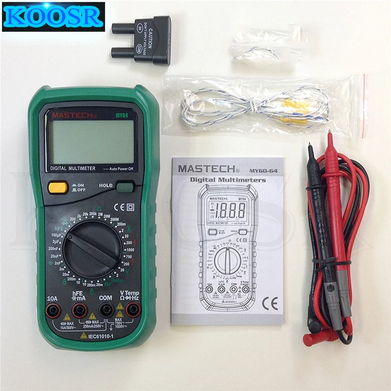 MASTECH MY64 Цифровой мультиметр 20A AC/DC DMM частота емкость измеритель температуры тест er w/hFE Тест Амперметр Multimetro