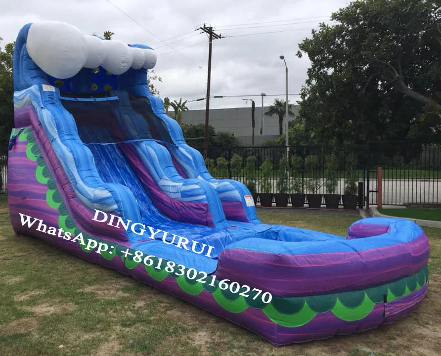 8*4 м надувная водная горка для детей и взрослых с небольшим бассейном