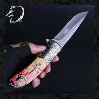 womengirl new arrivals plum blossom style wood handle knives mini pocket folding knife weapons survival tool hunting edc