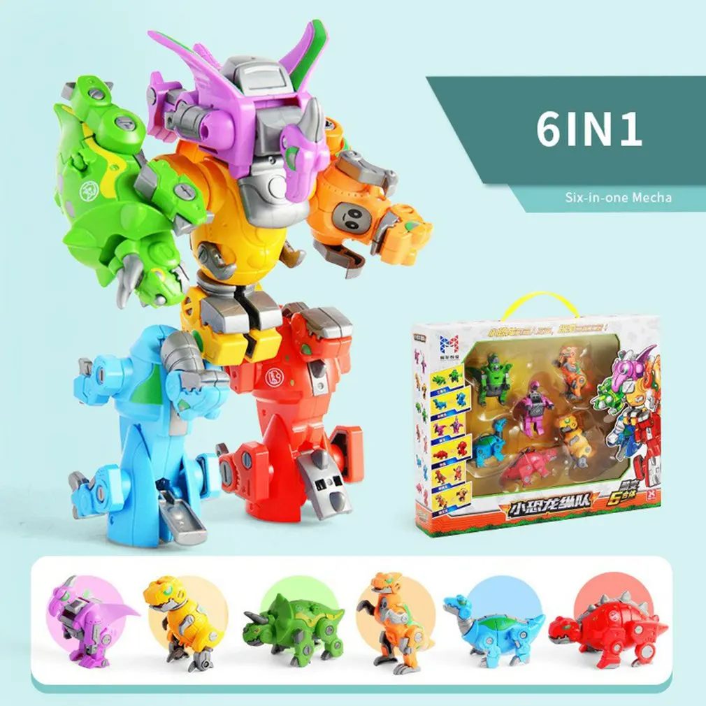 

Deformation Toy Small Dinosaur Column Six-in-one Mech Team Fit Puzzle Robot Imagination Children's Toy