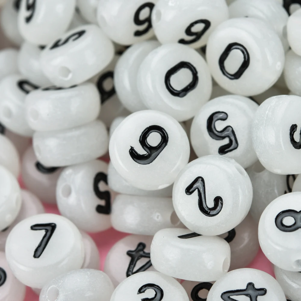 200 шт. светящиеся бусины цифры круглые циферблаты акриловые разделенные сделай