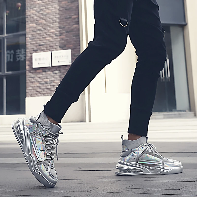 Мужские модные кроссовки ADBOOV из трикотажной ткани золотистые высокие мужские