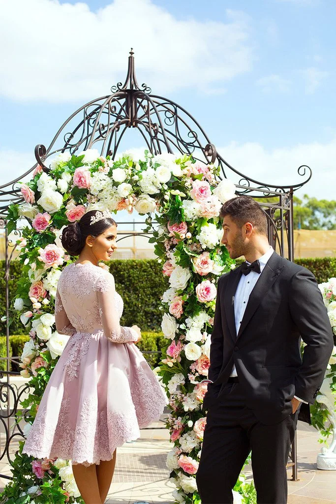 Красивый румяный розовый кружевной короткий Высокий Низкий коктейльные платья с