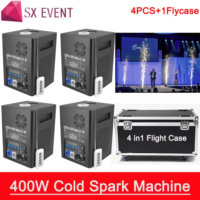 4pcs in flightcase Свадебные dj развлечения dmx кабель и пульт дистанционного управления холодные Салюты холодная искра машина пожарная машина сверкающие огни для свадеб - Цвет: 4pcs in flightcase