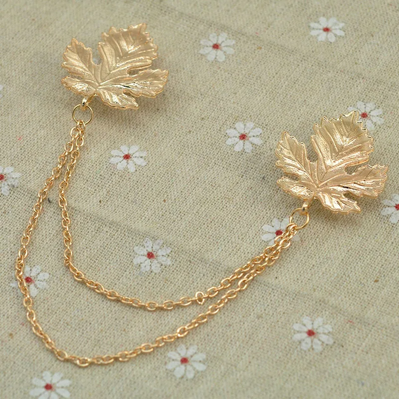 Корейская мода новый металлический кленовый воротник булавки и броши ювелирные