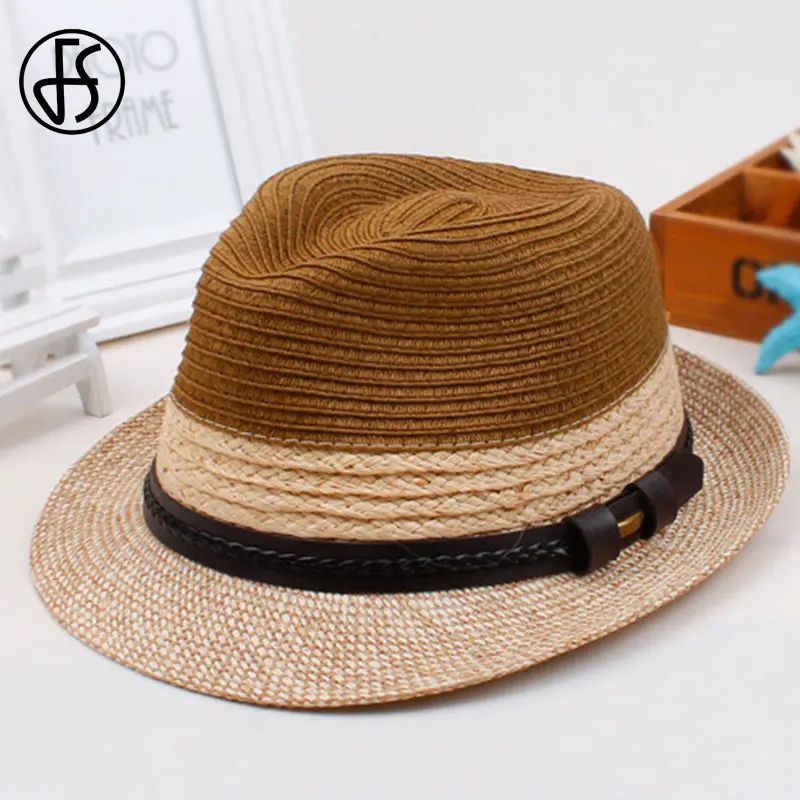 Женская летняя Соломенная Панама FS Jazz коричневые шляпы с широкими полями пляжная