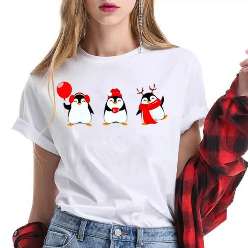 

Casual Cotton Harajuku Shirt Merry Christmas Cartoon Print T Shirt Women Tops New Year Tshirt Short Sleeve Funny Tee Shirt Femme