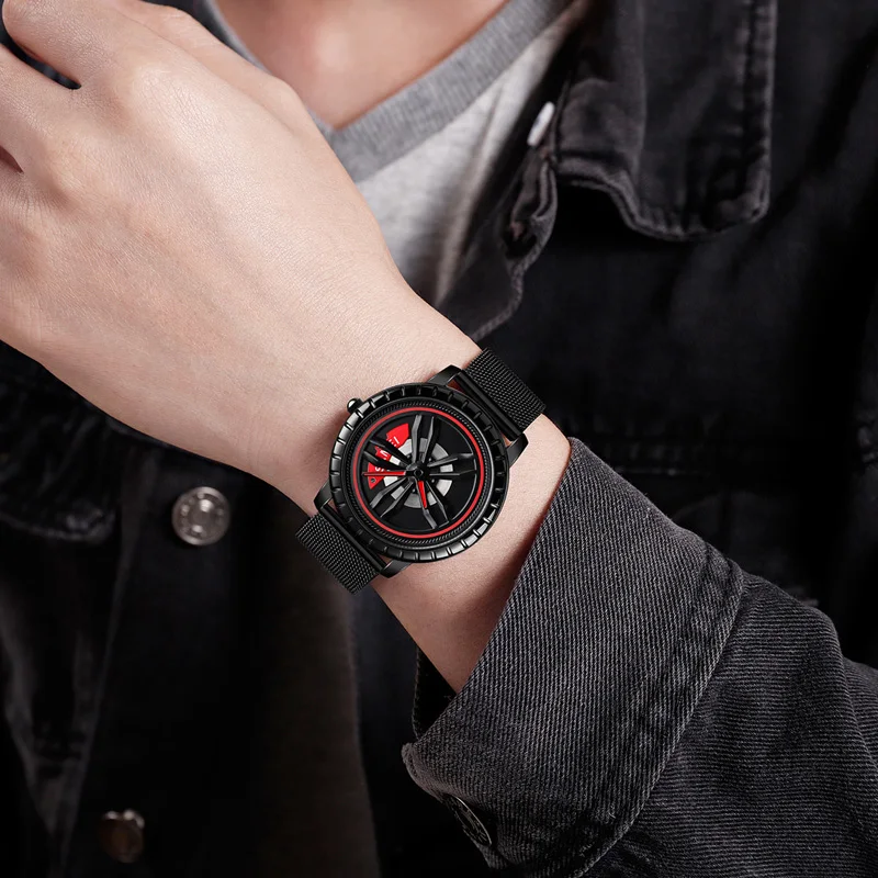 

Men Quartz Wrist Watch Round Dial Waterproof Gift with Adjustable Strap J55