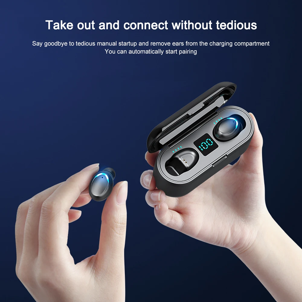 F9 наушники вкладыши TWS с Беспроводной Bluetooth 5 0 Smart Touch со светодиодной индикацией
