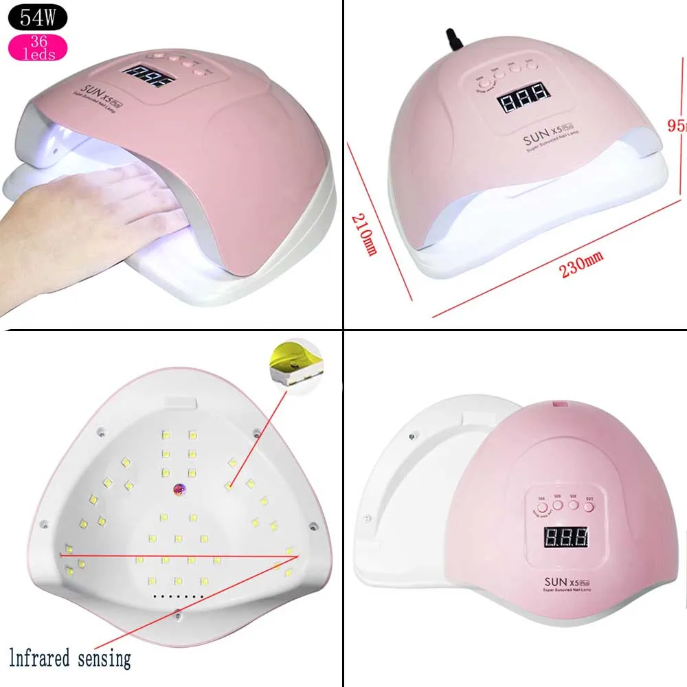 Набор для ногтей сушилка 54 Вт/48 Вт Светодиодный УФ лампа и Гель лак верхнее