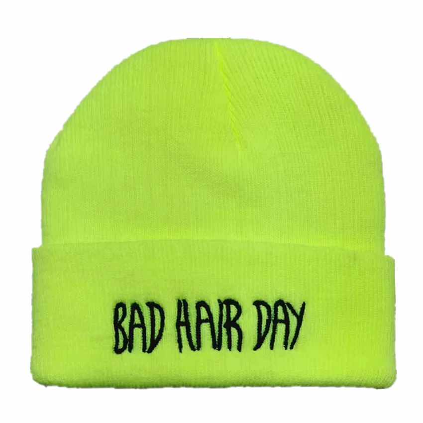 Плохая шапка с вышивкой на день холода зимняя шерстяная вязаная теплая