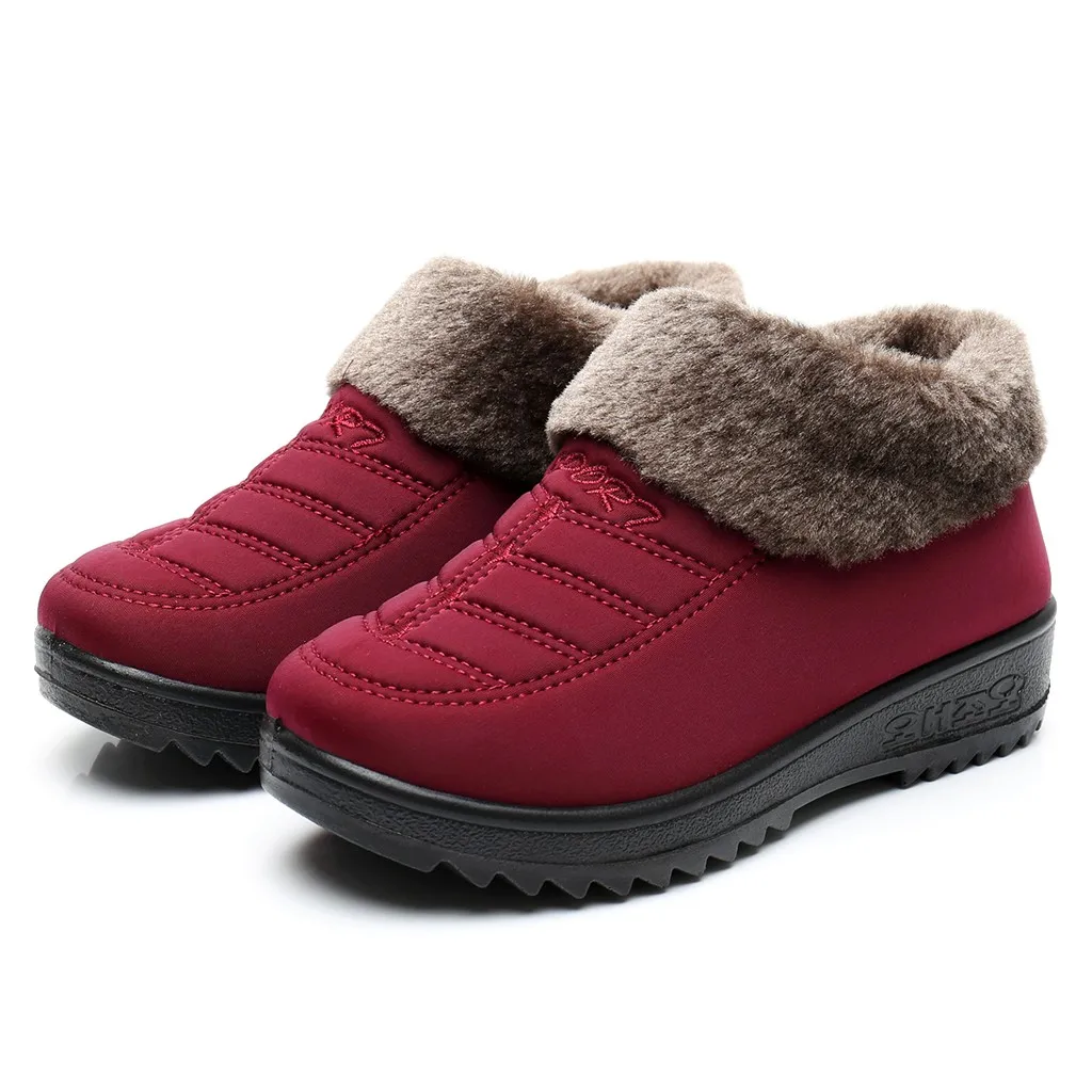 Женские зимние ботинки с плюшевой стелькой ботильоны закрытым носком Теплая