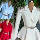Элегантное платье для матери невесты Для женщин костюмы белыйкрасныйсиний пальто с бисером индивидуальный заказ Slim Fit лацкан с тупым углом куртка Вечеринка пиджаки для женщин