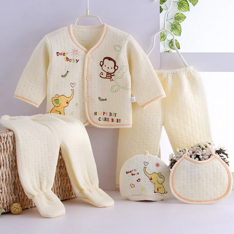 5pcs! 2023 Winter high quality Warm Underwear baby sets new born baby boy clothes and girl clothing infant set for NB 0-3M