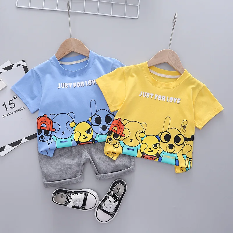 

Toddler Baby Boys Girls Cool Cartoon Clothes Sets Kids Fashion New Summer Print T-Shirt+Shorts 2pcs/sets Infant Sport Clothing
