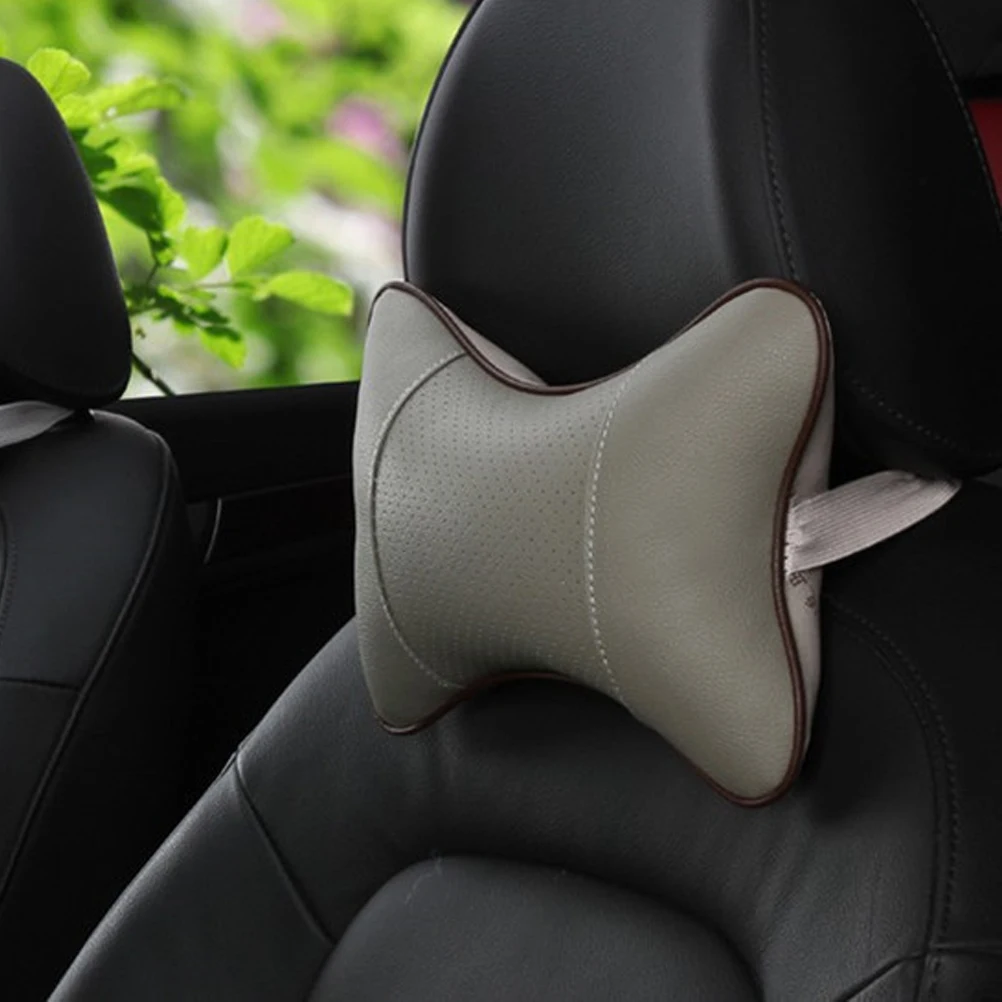 

2PCS Car Auto Bone Shape Seat Head Neck Rest Synthetic Leather Pillow Pad Rest