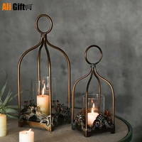 retro wrought iron candle holder hollow hanging bird cage candle holder lantern bridal decoration retro home decoration candles