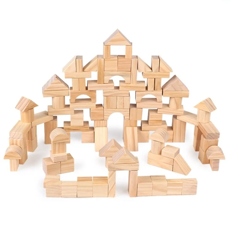 100 шт деревянные детские ворсовые строительные Конструкторы для раннего