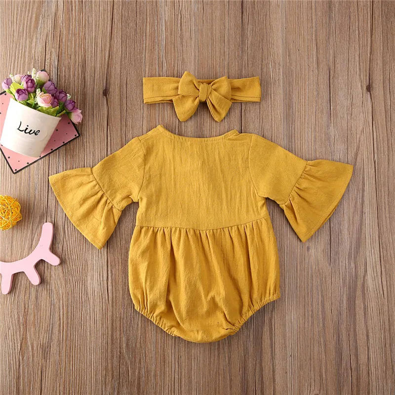 Бесплатная доставка Одежда для новорожденных девочек боди с расклешенными